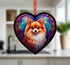 Pomeranian Stained Glass Effect Heart Suncatcher